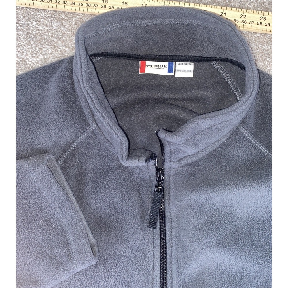 Clique Fleece Full‎ Zip Jacket Gray Preppy Mens 4XL Tennis Outdoor Warm Active